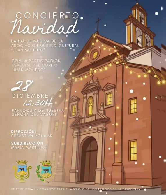 Cartel del Concierto de Navidad 2025 de Montoro con actuación de la Banda de Música Juan Mohedo