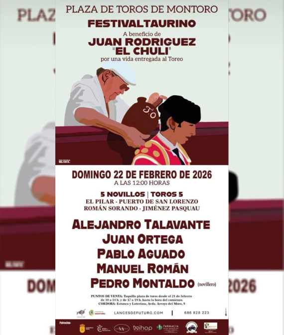 Cartel del Festival Taurino 2025 de Montoro con actuación de la Banda de Música Juan Mohedo