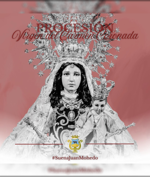 Cartel de la Procesion de la Procesión de la Virgen del Carmen de Montoro con actuación de la Banda de Música Juan Mohedo